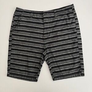 Guess Mens Black & Gray Striped Shorts, Guess Mens Shorts, Guess Mens Black R15‎